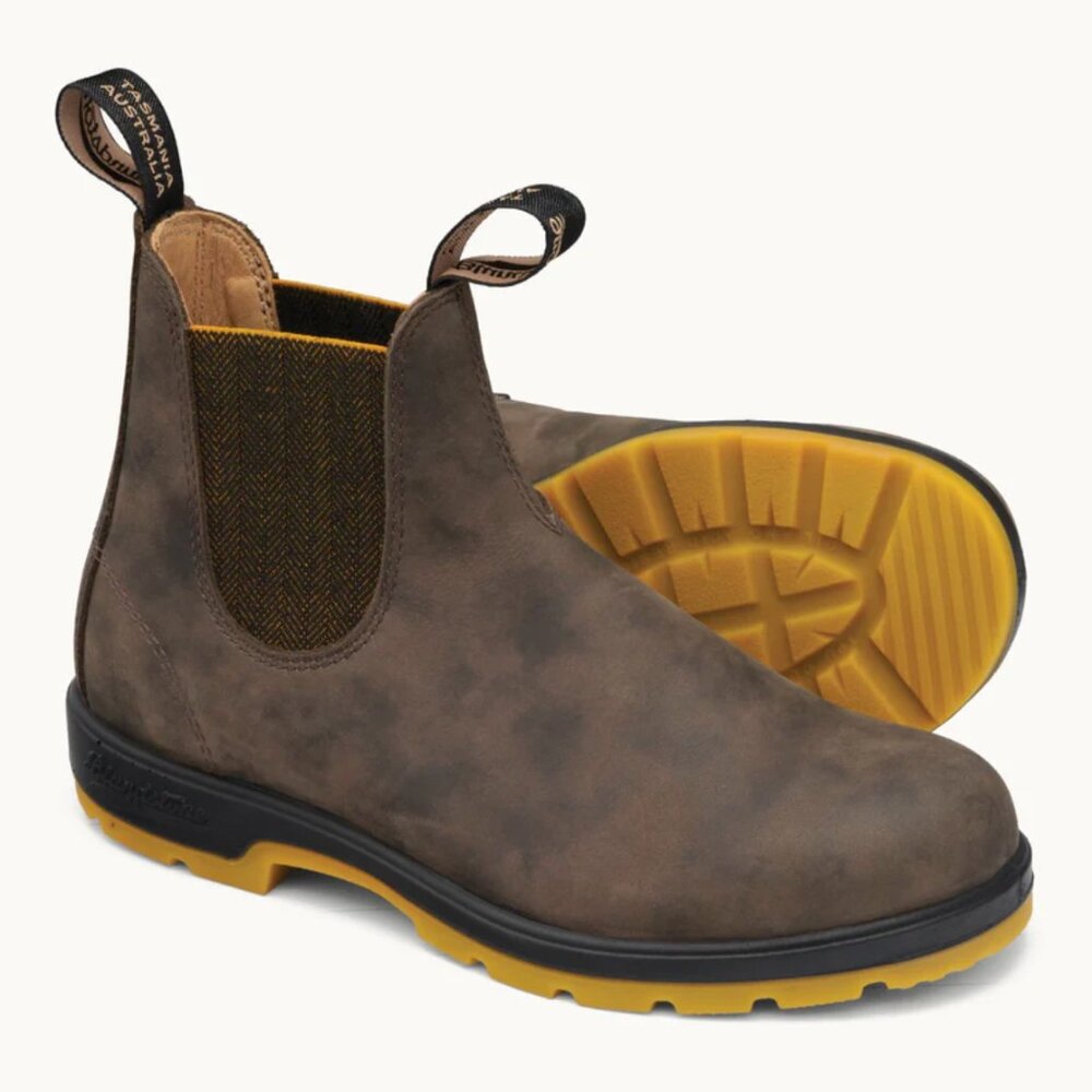 Blundstone 1944 Chelsea Boots - rustic brown/mustard yellow soles